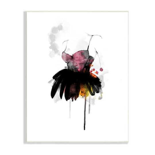 Stupell Industries Modern Female Corset Fashion Illustration Abstract Dress Wall Plaque